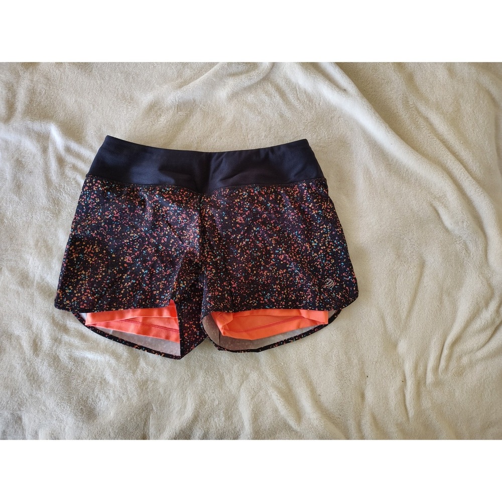 MPG Mondetta Performance Gear Womens 2-in-1 Running Shorts Splatter Print XS